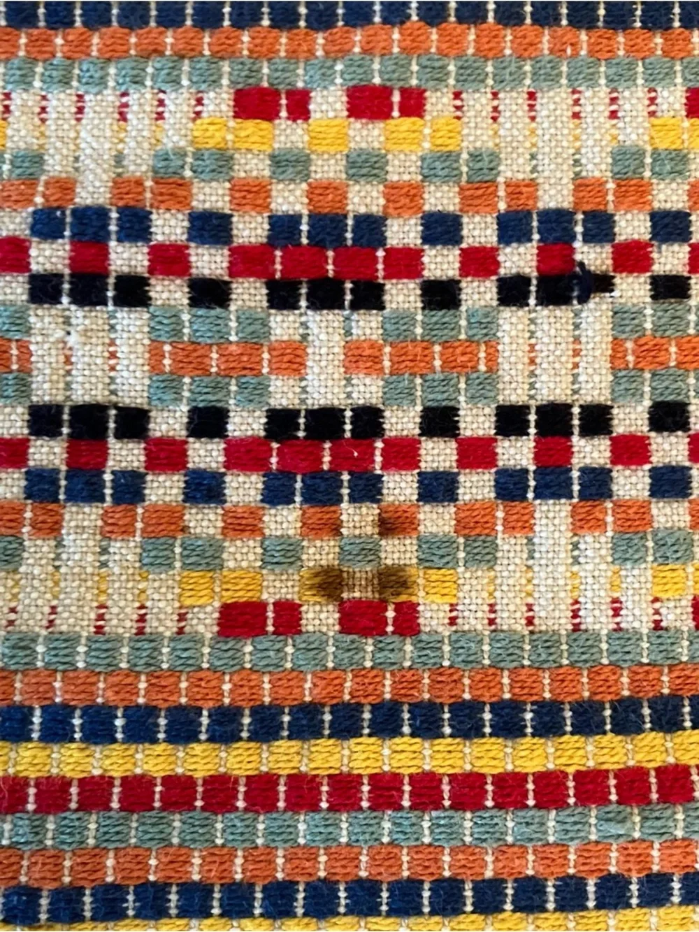 VTG Handmade Rag-Rug Woven Table Dresser Runner Primitive Farmhouse Fringe 12x29